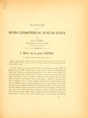 Cover of: Notice sur divers Lépidoptères du Musée de Genève