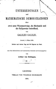 Cover of: Unterredungen und mathematische Demonstrationen by Galileo Galilei