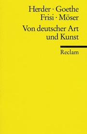 Cover of: Von deutscher Art und Kunst.: Einige fliegende Blätter. Herder, Goethe, Frisi, Möser.