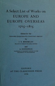 Cover of: A select list of works on Europe and Europe overseas, 1715-1815.