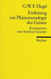 Cover of: Einleitung zur Phänomenologie des Geistes by Georg Wilhelm Friedrich Hegel