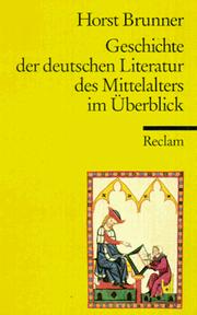 Cover of: Geschichte der deutschen Literatur des Mittelalters im Überblick. by Horst Brunner