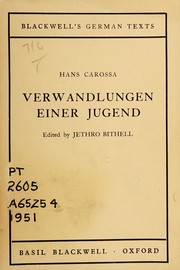 Cover of: Verwandlungen einer Jugend