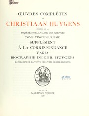 Cover of: Oeuvres complètes by Christiaan Huygens