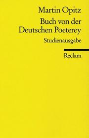 Cover of: Buch von der Deutschen Poeterey (1624). Studienausgabe.