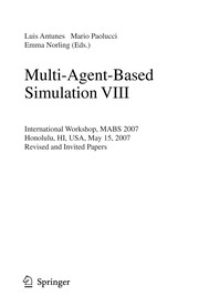 Cover of: Multi-Agent-Based Simulation VIII by Jaime G. Carbonell