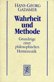 Cover of: Gesammelte Werke, Bd.1, Wahrheit und Methode by Hans-Georg Gadamer
