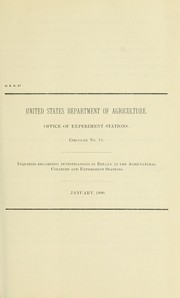Cover of: Inquiries regarding investigations in botany at the agricultural colleges and experiment stations by United States. Department of Agriculture. National Agricultural Library.