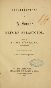 Cover of: Recollections of a Zouave before Sebastopol. by Felix Maynard