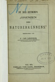 Du Bois-Reymond's "Grenzen des Naturerkennens, besprochen von Carl Langwieser by Carl Langwieser
