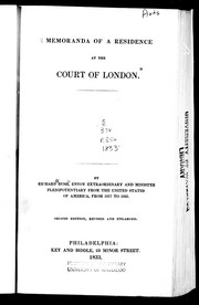 Cover of: Memoranda of a residence at the court of London by Richard Rush