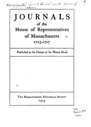 Cover of: Journals of the House of Representatives of Massachusetts