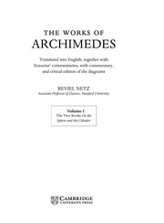 Cover of: WORKS OF ARCHIMEDES: TRANSLATED INTO ENGLISH, TOGETHER WITH EUTOCIUS' COMMENTARIES,...; TRANS. BY REVIEL NETZ. by Reviel Netz