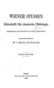 Cover of: Wiener Studien: Zeitschrift für classische Philologie. Supplement der Zeitschrift für österr. Gymnasien.