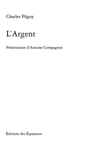 L'argent by Charles Pe guy
