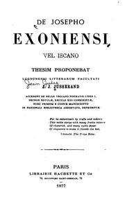 Cover of: De Josepho Exoniensi vel Iscano by Jusserand, J. J.