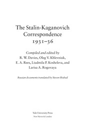 The Stalin-Kaganovich correspondence, 1931-36