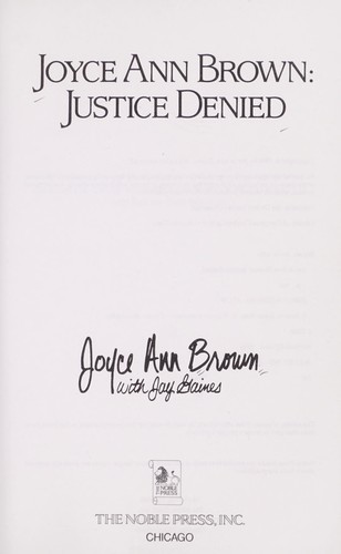 Image 0 of Joyce Ann Brown: Justice Denied