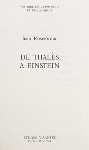 De Thalès à Einstein