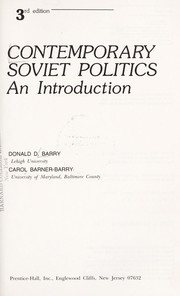 Cover of Contemporary Soviet Politics by Donald D. Barry