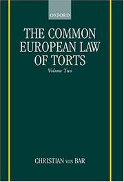 Cover of The Common European Law of Torts by Christian von Bar