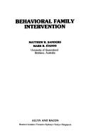 Cover of Behavioral Family Intervention by Matthew R. Sanders