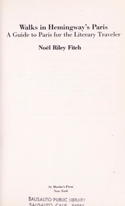 Cover of Walks in Hemingway's Paris by Noel Riley Fitch