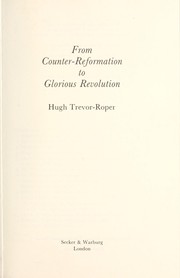 Cover of From Counter-Reformation to Glorious Revolution by Hugh Redwald Trevor-Roper