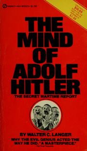 Cover of Mind Of Adolf Hitler by Cassandra L. Langer