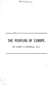 The peopling of Europe