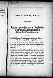 Notions générales sur le Nord-Ouest et sur les établissements de la vallée de la Saskatchewan