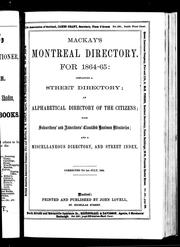 Mackay's Montreal directory for 1864-65