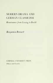 Cover of Modern Drama and German Classicism by Benjamin Bennett