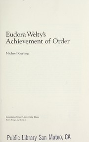 Cover of Eudora Welty's Achievement of Order by Michael Kreyling