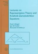 Cover of Lectures on Representation Theory and Knizhnik-Zamolodchikov Equations by Pavel I. Etingof