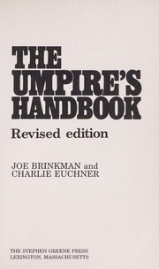 Cover of The Umpire's Handbook by Joe Brinkman