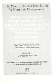 Cover of How to Assess Your Nonprofit Organization with Peter Drucker's Five Most Important Questions by Peter Ferdinand Drucker