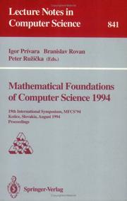 Cover of Mathematical Foundations of Computer Science 1994 by Igor Privara