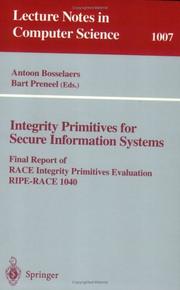 Cover of Integrity Primitives for Secure Information Systems by Antoon Bosselaers