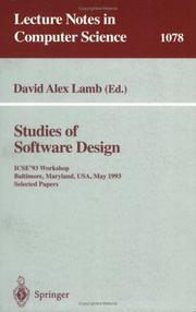 Cover of Studies of Software Design by David Alex Lamb