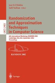 Cover of Randomization and Approximation Techniques in Computer Science by Jose Rolim