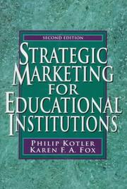 Cover of: Strategic marketing for educational institutions
