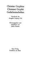 Cover of: Christiani Gryphii Gedächtnisschriften