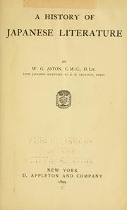 Cover of: A history of Japanese literature