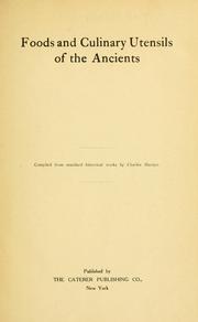 Cover of: Food and culinary utensils of the ancients