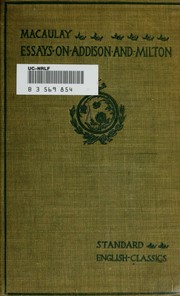 Cover of: Macaulay's Essays on Addison and Milton