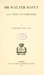 Cover of: Sir Walter Scott as a critic of literature