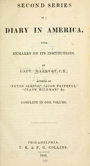 Cover of: A diary in America: with remarks on its institutions