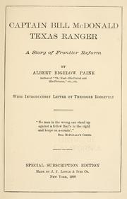 Cover of: Captain Bill McDonald, Texas ranger