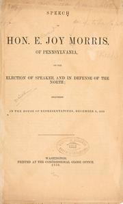 Cover image for Speech of Hon. E. Joy Morris, of Pennsylvania